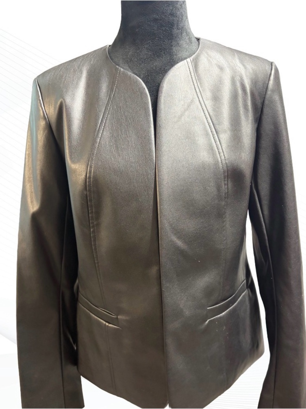 The Limited Black Collarless Leather Jacket